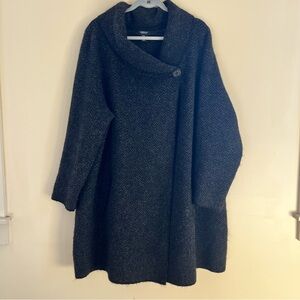 Jones & Co Shawl-Collar Button Swing Cardigan - Charcoal Gray